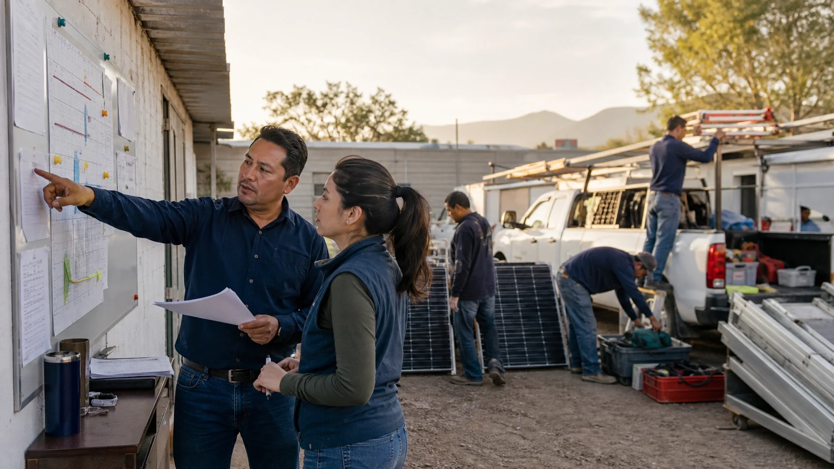 Empresa mexicana de energía solar coordinando proyectos, personal y capacidad operativa antes de crecer