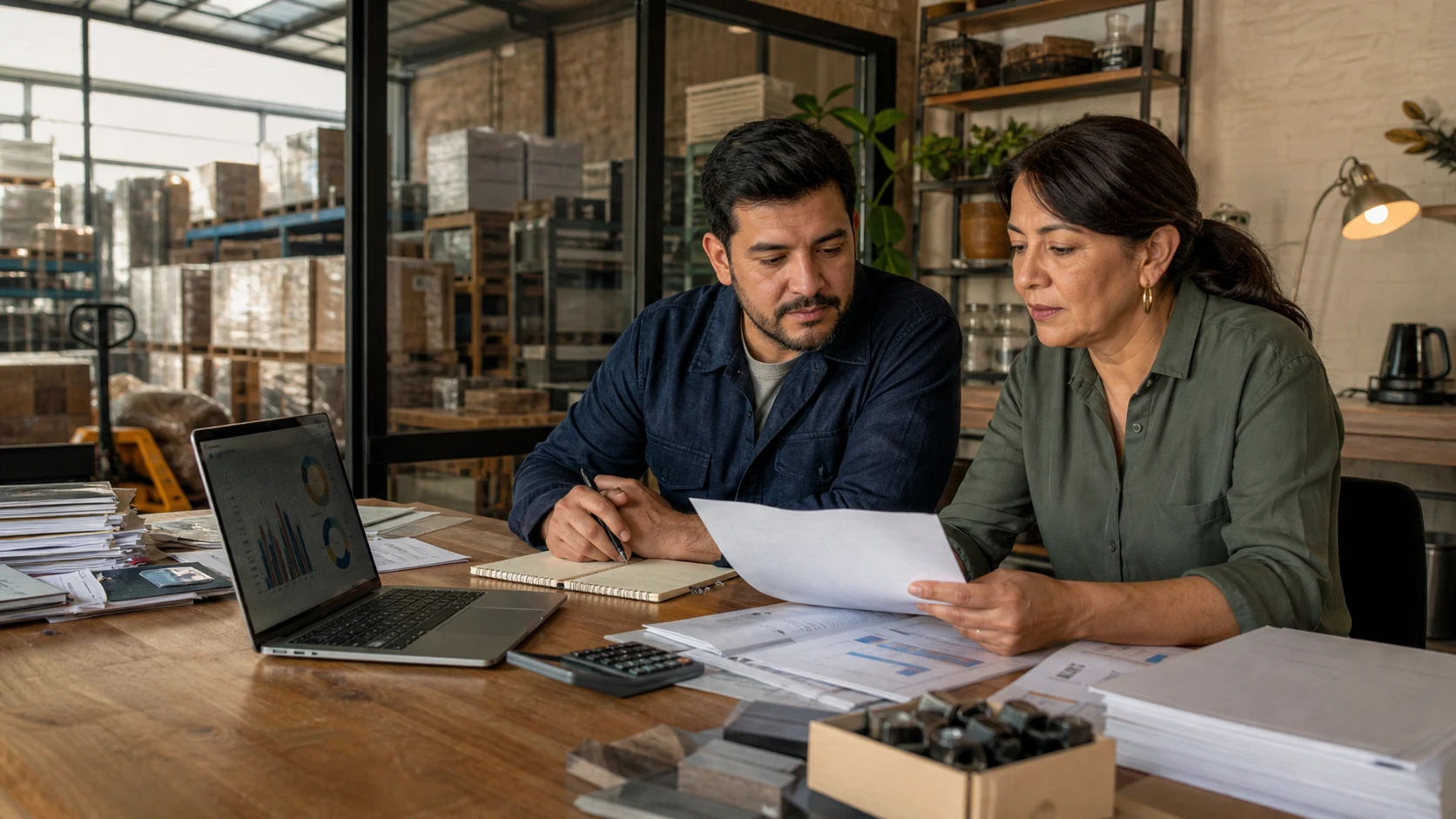 Empresarios mexicanos revisando la rentabilidad de su PyME