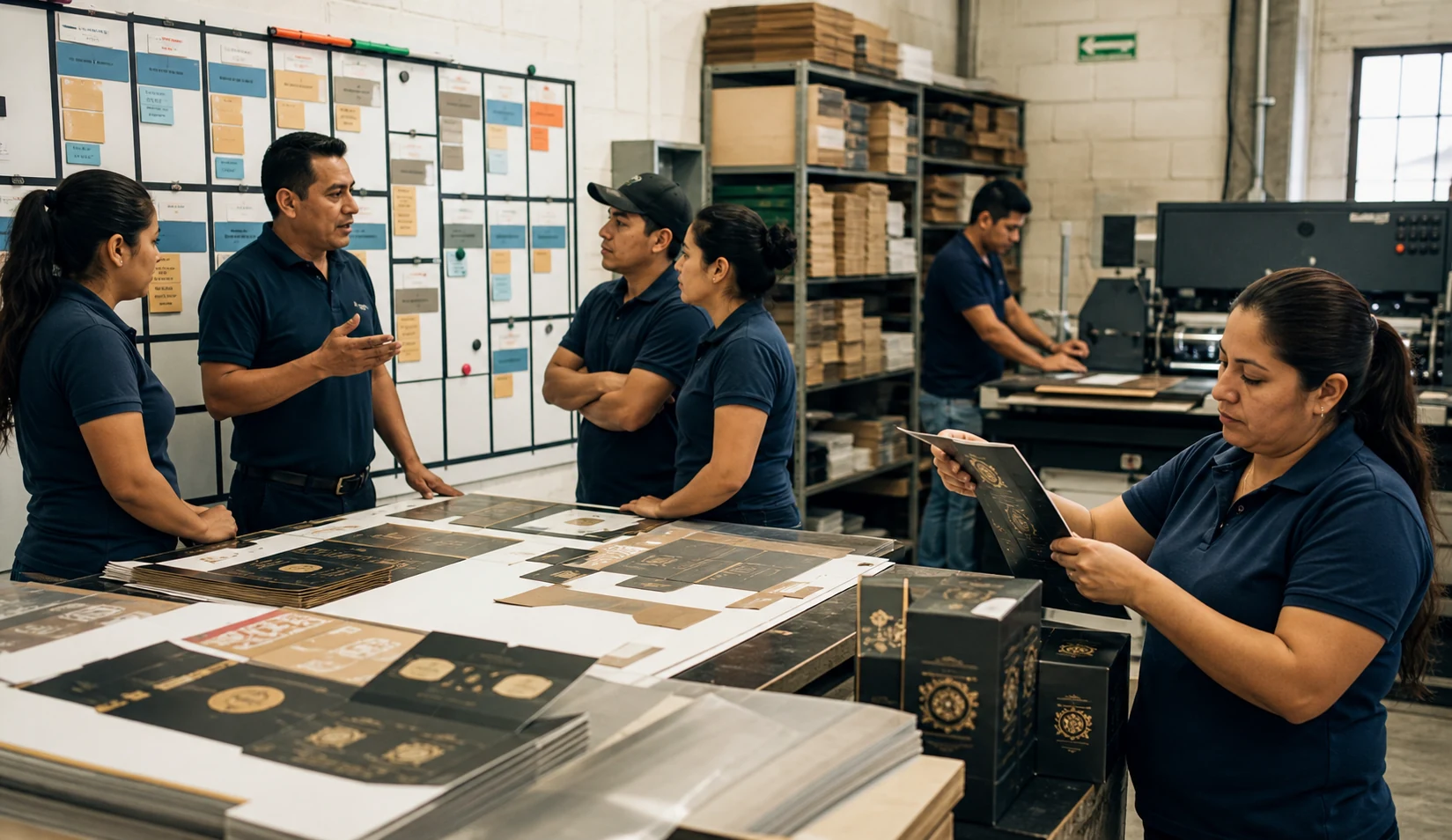 Empresa mexicana de impresión y empaque coordinando producción y control de calidad