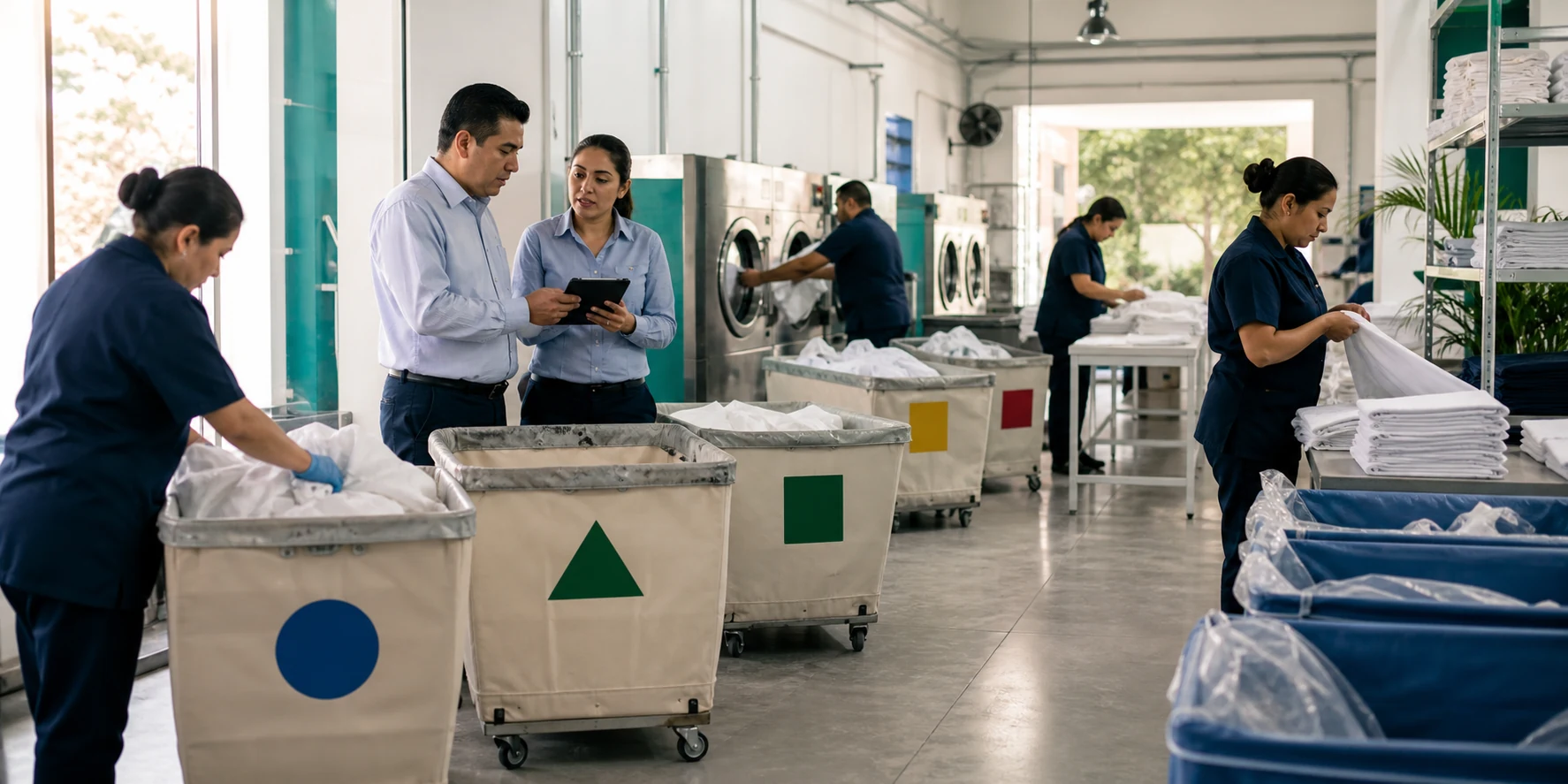 Lavandería comercial mexicana operando mediante un flujo organizado y controles de calidad